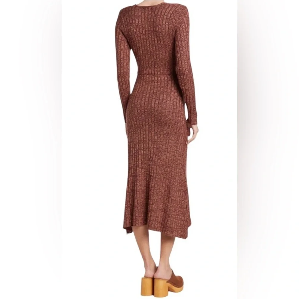 AFRM Skye Cutout Ribbed-Knit Midi Dress in MARLED PORT ROYALE - Picture 5 of 11